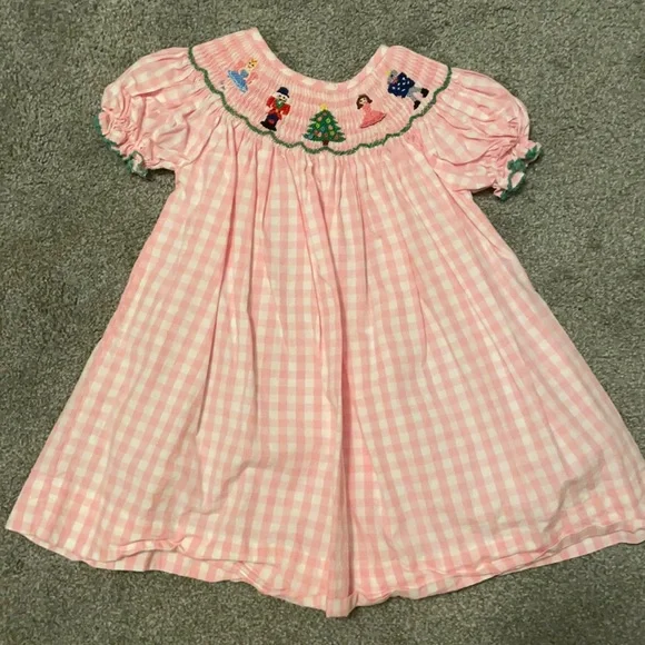 Cecil and Lou Dresses | Gingham Christmas Dress Toddler Girl | Color: Pink/White | Size: 18mb | Starrhoward10'S Closet